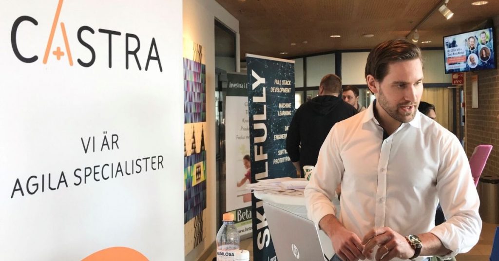 John Peterson representerar Castra under en IT-mässan i Lund